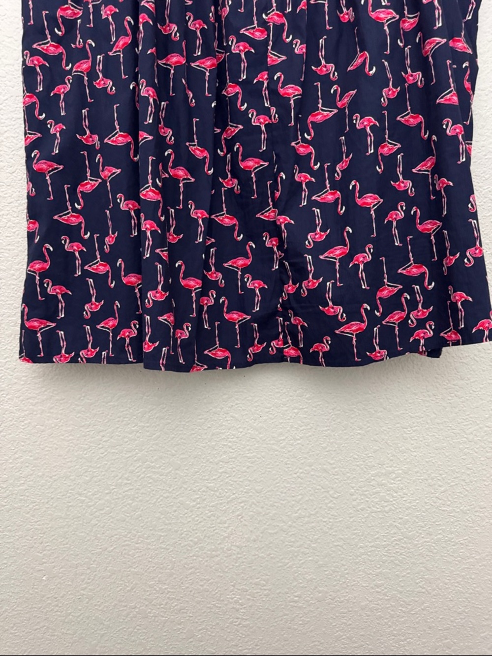 Modcloth Flamingo Print Skirt Navy Blue Size 2X Cotton Lined - Picture 9 of 12